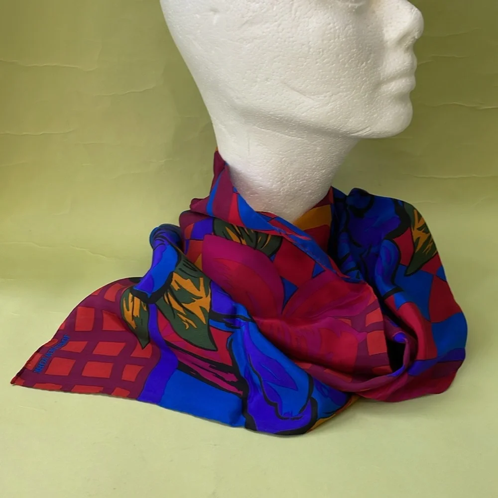 Vintage bright multicolored Jones New York silk scarf